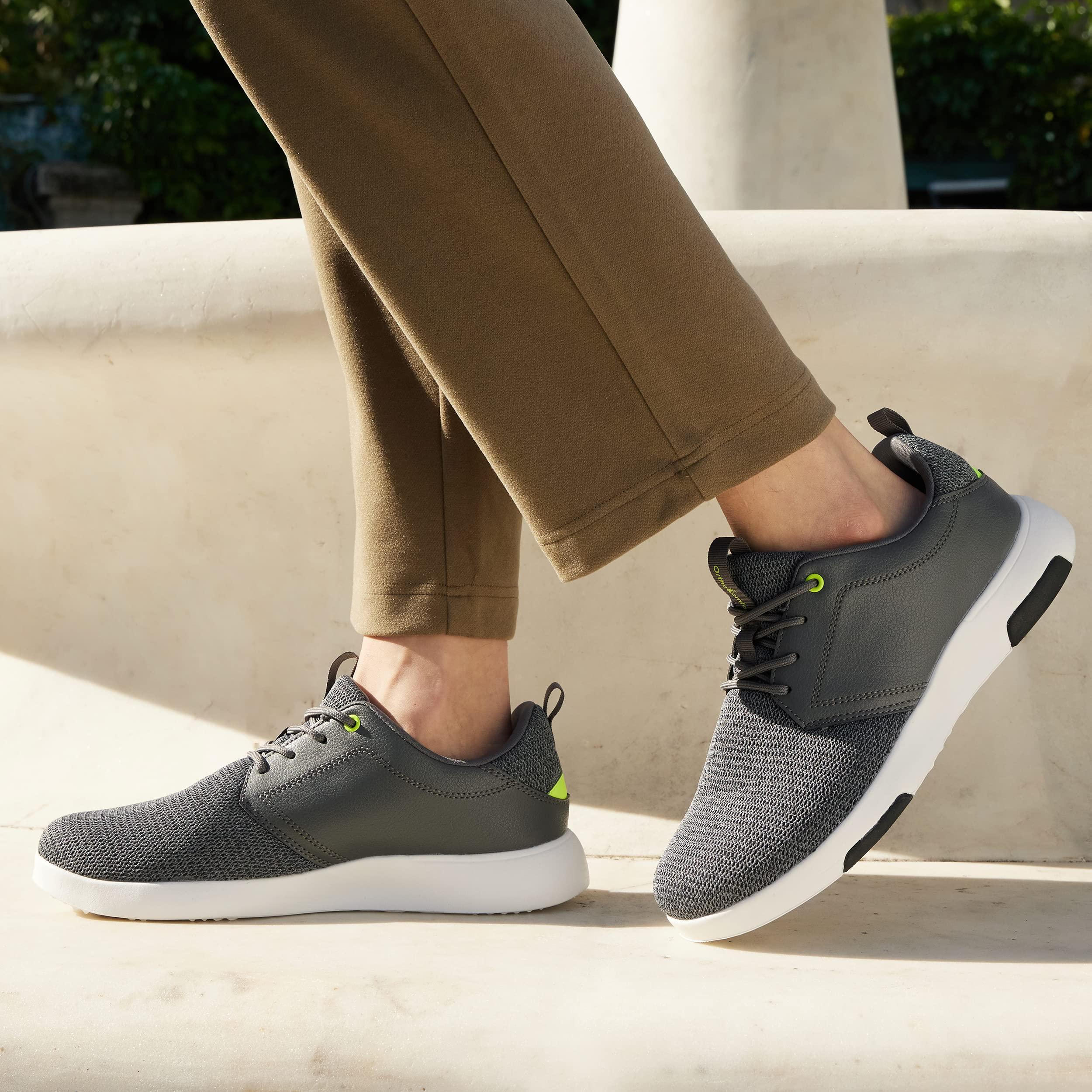 OrthoComfoot Men\'s Orthopedic Walking Shoes with Arch Support: Plantar Fasciitis Fashion Sneakers for Flat Feet, Lightweight Shoes with Breathable Insoles Dark Grey Size 13.5