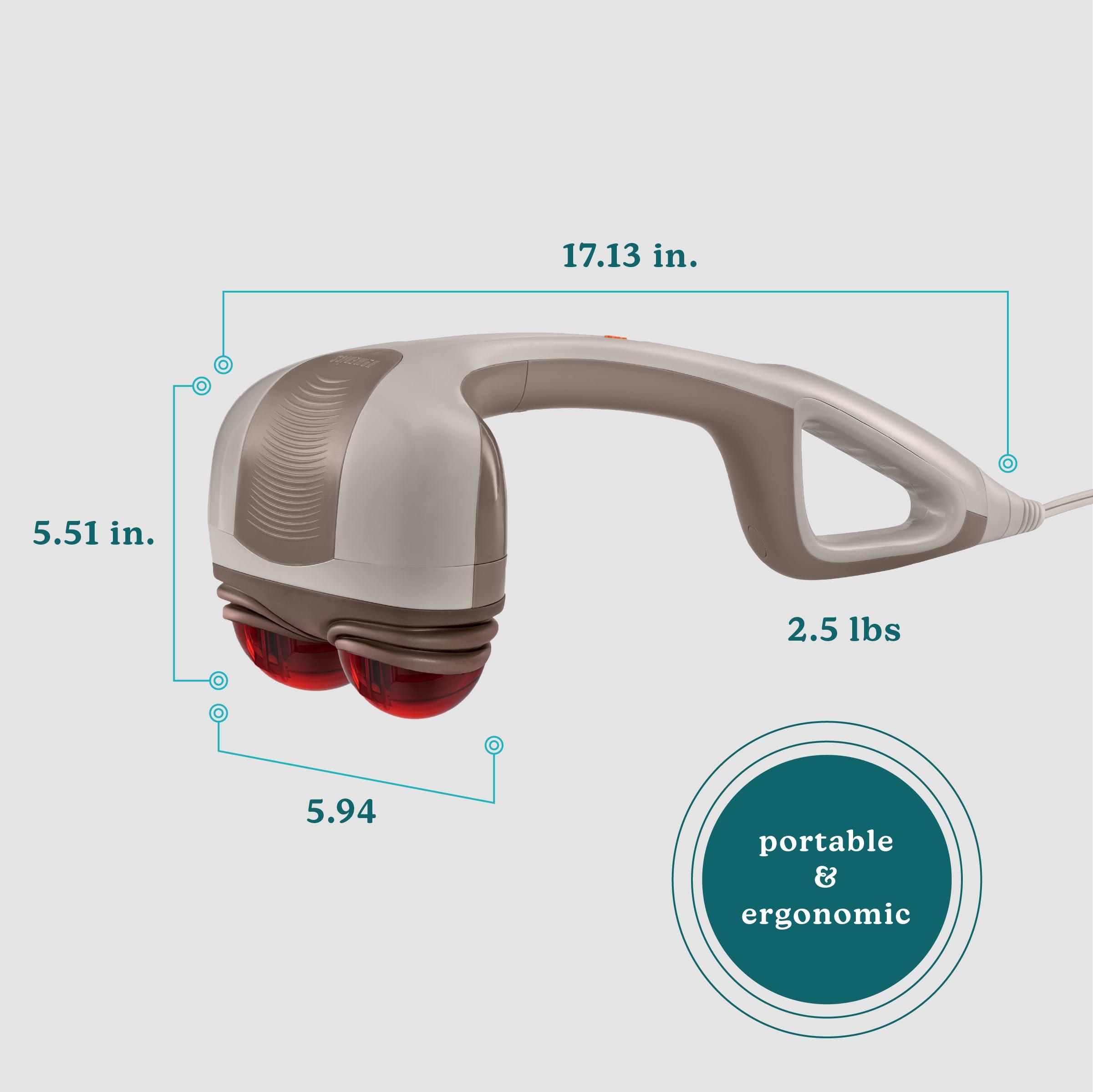 Homedics Homedics Percussion Action Massager with Heat | Adjustable Intensity, Dual Pivoting Heads | 2 Sets Interchangeable Nodes, Heated Muscle Kneading for Back, Shoulders, Feet, Legs, & Neck