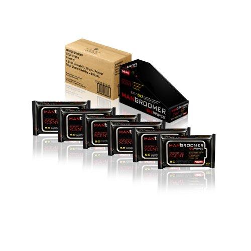 MANGROOMER MANGROOMER Biz Wipes Flushable Moist Personal Wipes Engineered for Men, Executive Scent, 50 Wipes (Pack of 6), 300 Count