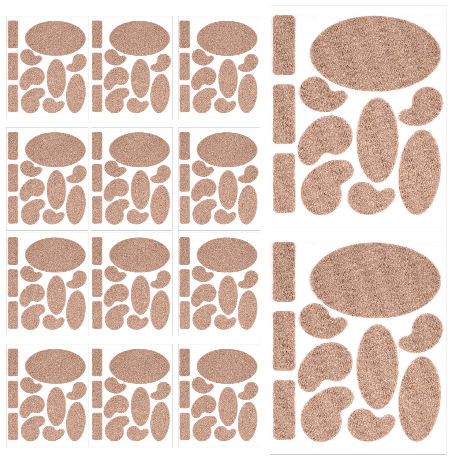 PEUTIER 14 Sheets Moleskin Adhesive Pads, Multi-Shapes Moleskin Tape, Moleskin Strips Prevention Pads Anti-Wear Mole Skin Patch for Feet Heels (Nude Color)