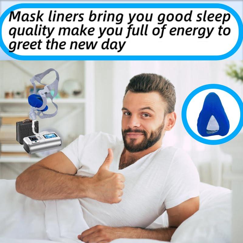 playWooWgo 4 Pack CPAP\' Mask Liners, Covers for Seal Mask Cushion Comfort Silky CPAP\' Mask Covers One Size Fit All Full Face Masks,Improve The Comfort of Wearing The Mask (Blue)