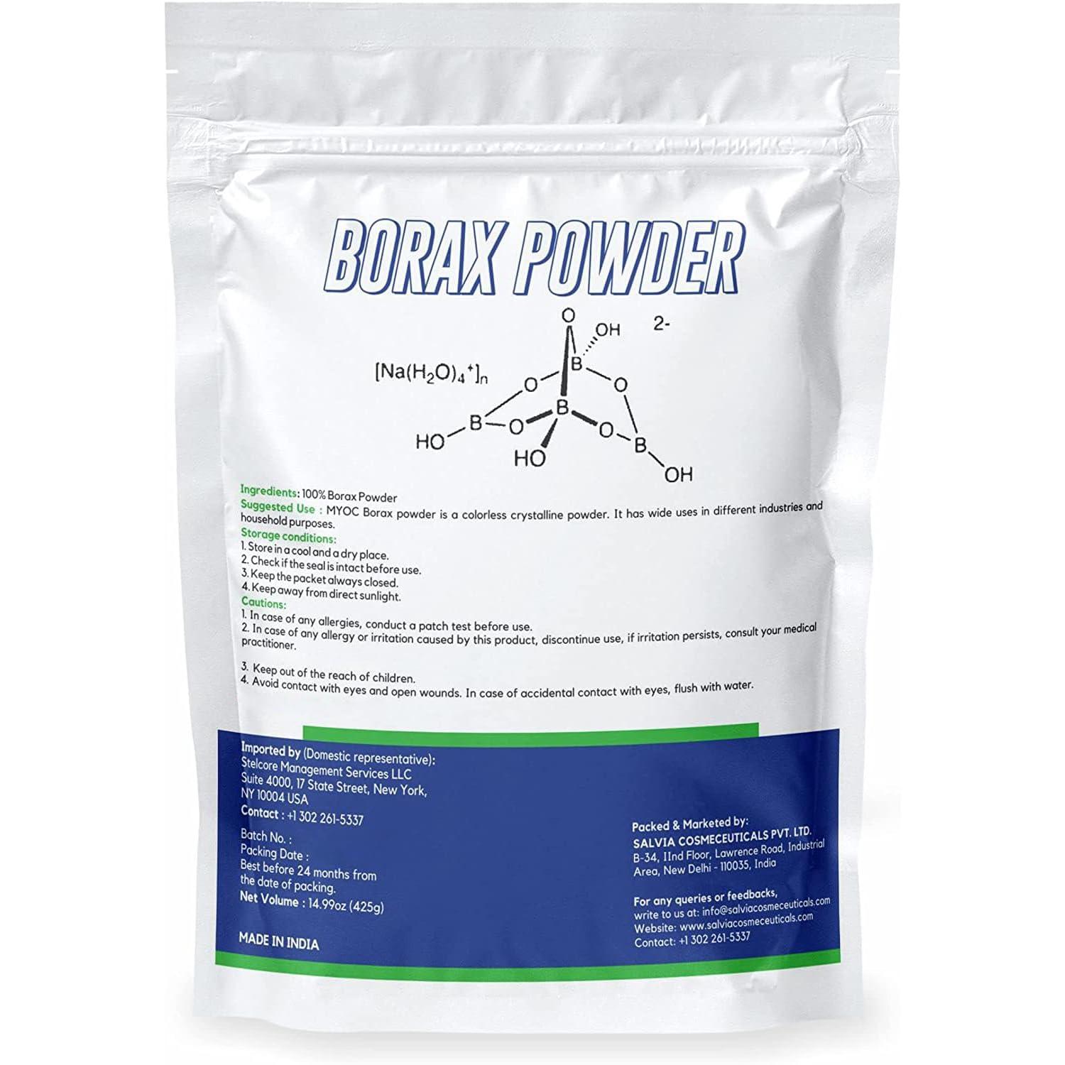 MYOC Myoc Borax Powder - 14.99 Oz, Borax Powder Bulk, Borax Powder for Laundry, Borax Powder for Hand Cleaner & Soap, Borax Powder for Slime, Borax for Washing Powder PO2