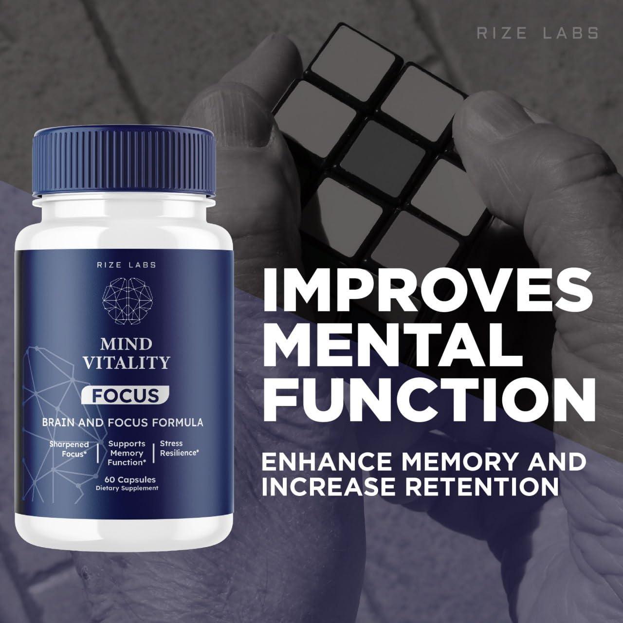 rize labs (2 Pack) Mind Vitality Focus Brain Supplement, Official Mind Vitality to Boost Focus and Concentration & Avoid Mid-Afternoon Fatigue, Mind Vitality Advanced Formula Reviews (120 Capsules)