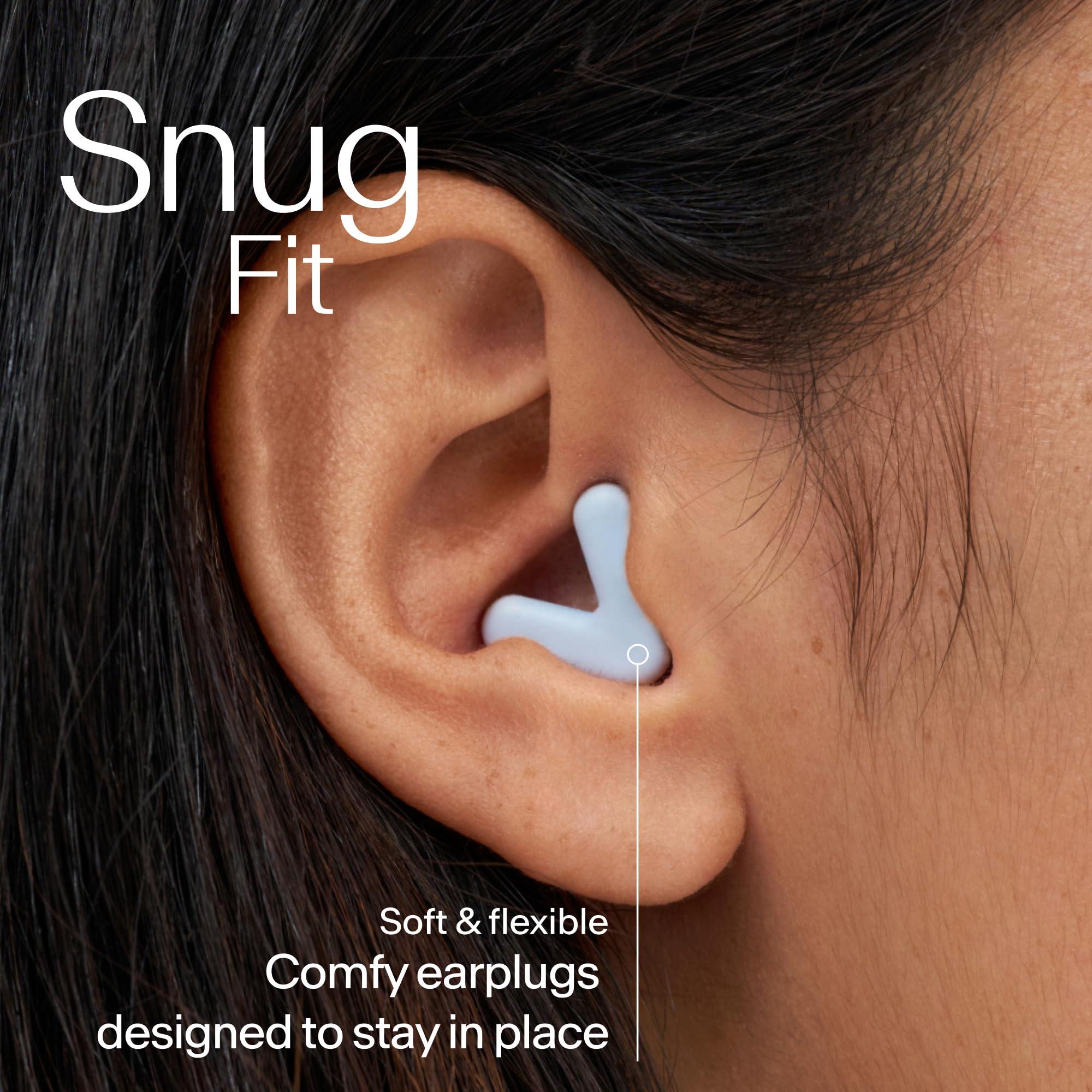 Alpine Alpine Silence Ear Plugs for Sleep, Focus & Travel - V-Shape Snug Fit & Soft Oval Tips 4 Sizes XS/S/M/L - Comfortable, Reusable Hearing Protection - 22dB Blue