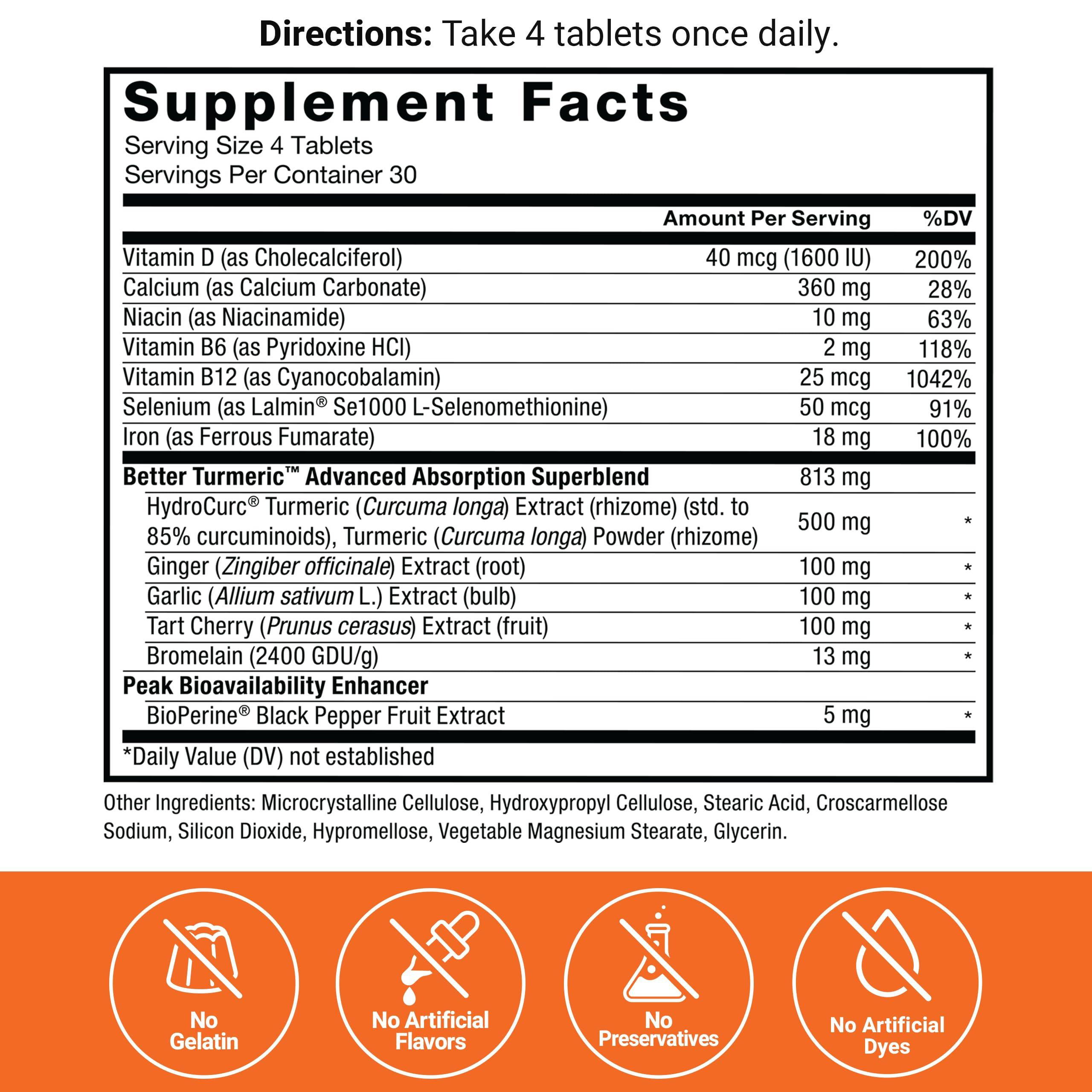 Force Factor FORCE FACTOR Better Turmeric 3-Pack Joint Support Supplement Featuring HydroCurc Turmeric, Clinical Strength Joint Support, 360 Tablets, White Packaging