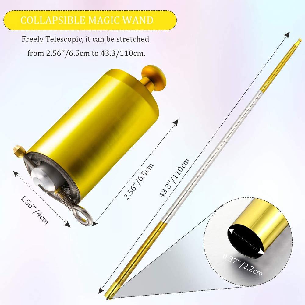 Surakey Pocket Staff Magic Telescopic Stick | Elevated Staff Stick I Collapsible Retractable Expandable Bow Extendable Portable Expanding Metal Cane Pop Out Wands (130cm Silver)