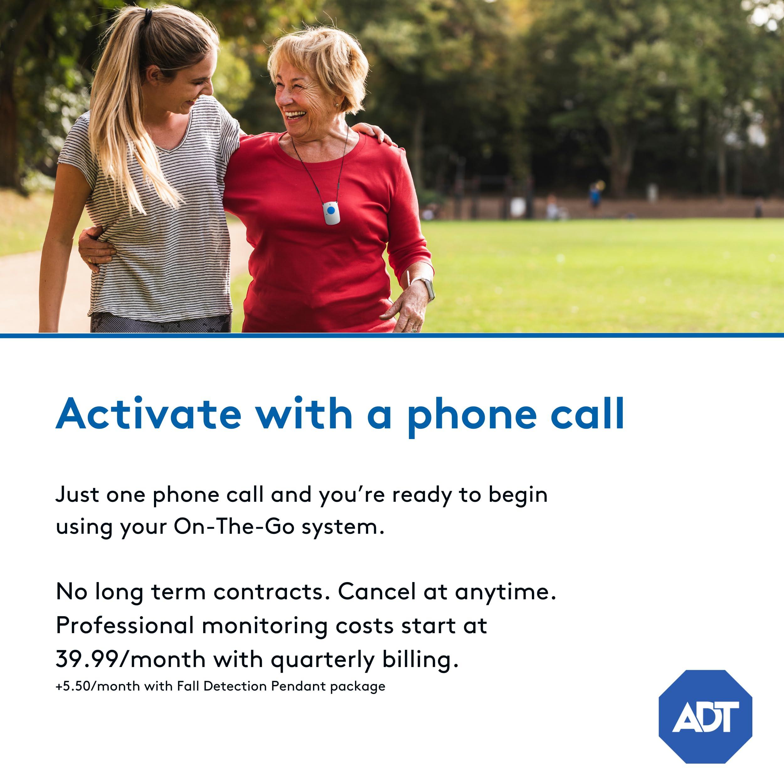 ADT ADT - On-The-Go Mobile Medical Alert System for Seniors - GPS Capabilities, Included Waterproof Wearable Panic Button, 24/7 U.S. Based Monitoring (White Wristband)