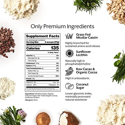 ProMix Nutrition Promix Casein Protein Powder, Chocolate - 2.5lb Bulk - Grass-Fed & 100% All Natural - Slow & Sustained Recovery ­Post Workout Fitness - Shakes, Smoothies, Baking & Cooking Recipes - Gluten-Free