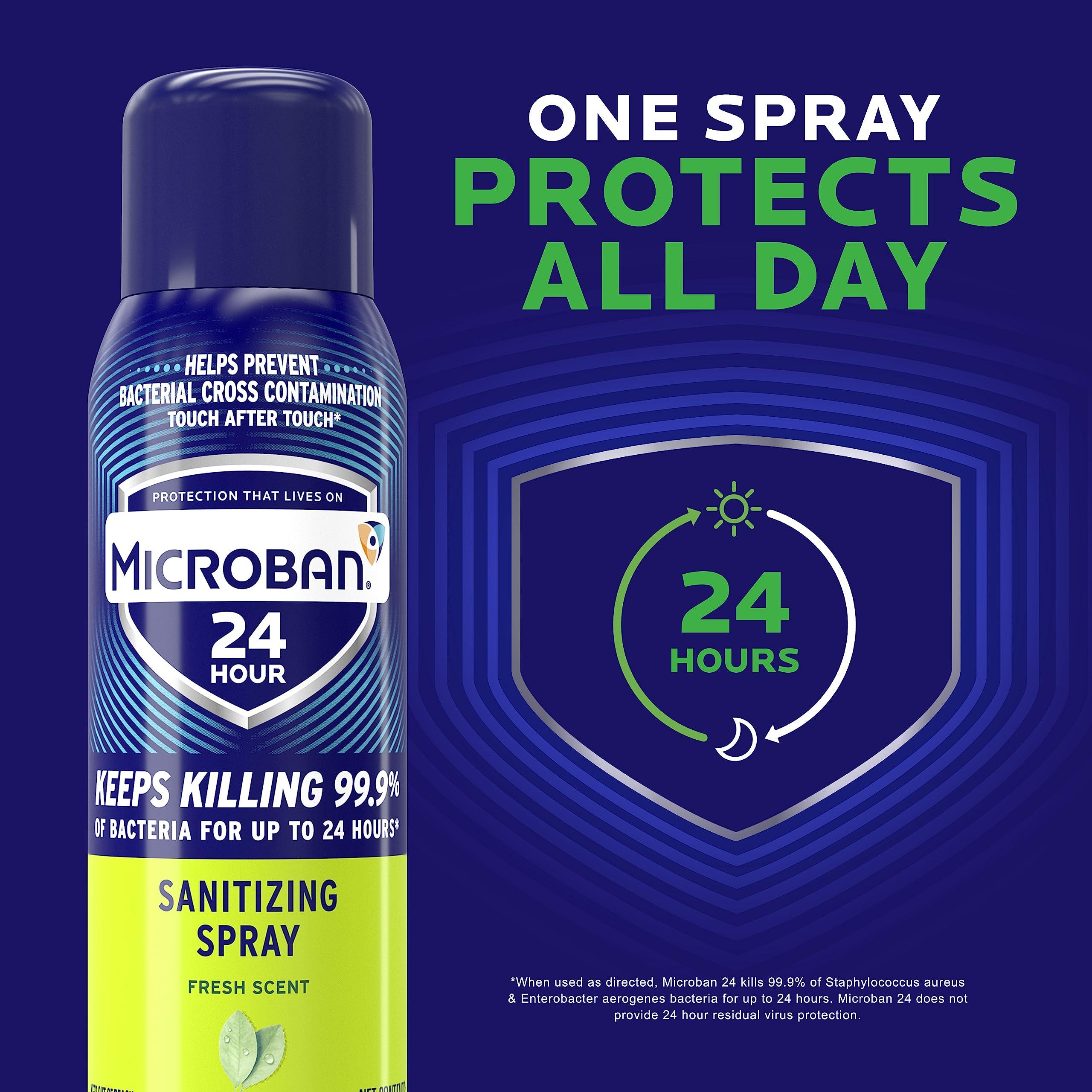 MICROBAN Microban 24 Hour Disinfectant Sanitizing Spray, Fresh Scent, 15oz