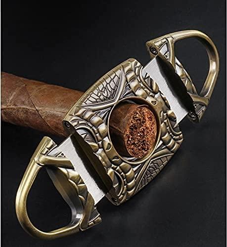 KANDUO KANDUO Cigar Cutter Antique Bronze Engrave Stainless Steel Double Cut Blade Cigar Guillotine,Stainless Steel Cigar Cutter Portable Cigar Cutter