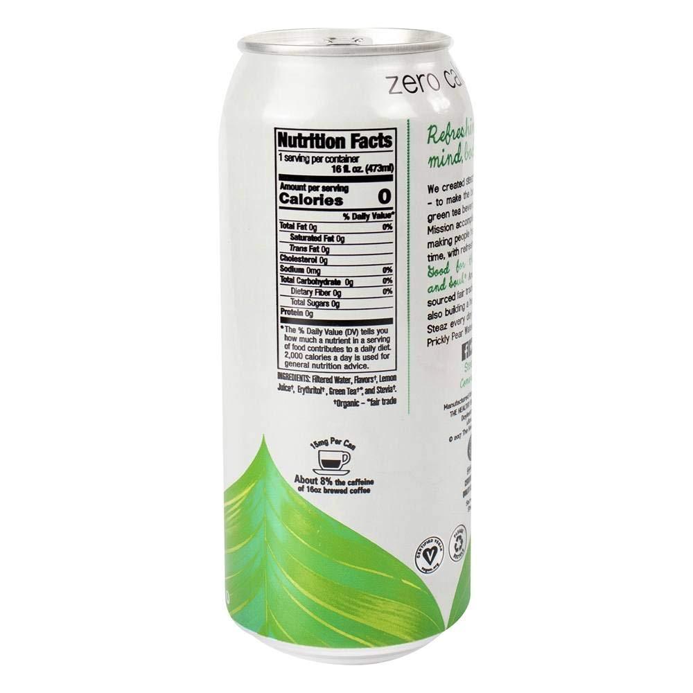 Steaz Steaz Organic Zero Calorie Iced Green Tea, Raspberry, 16 OZ (Pack of 12)