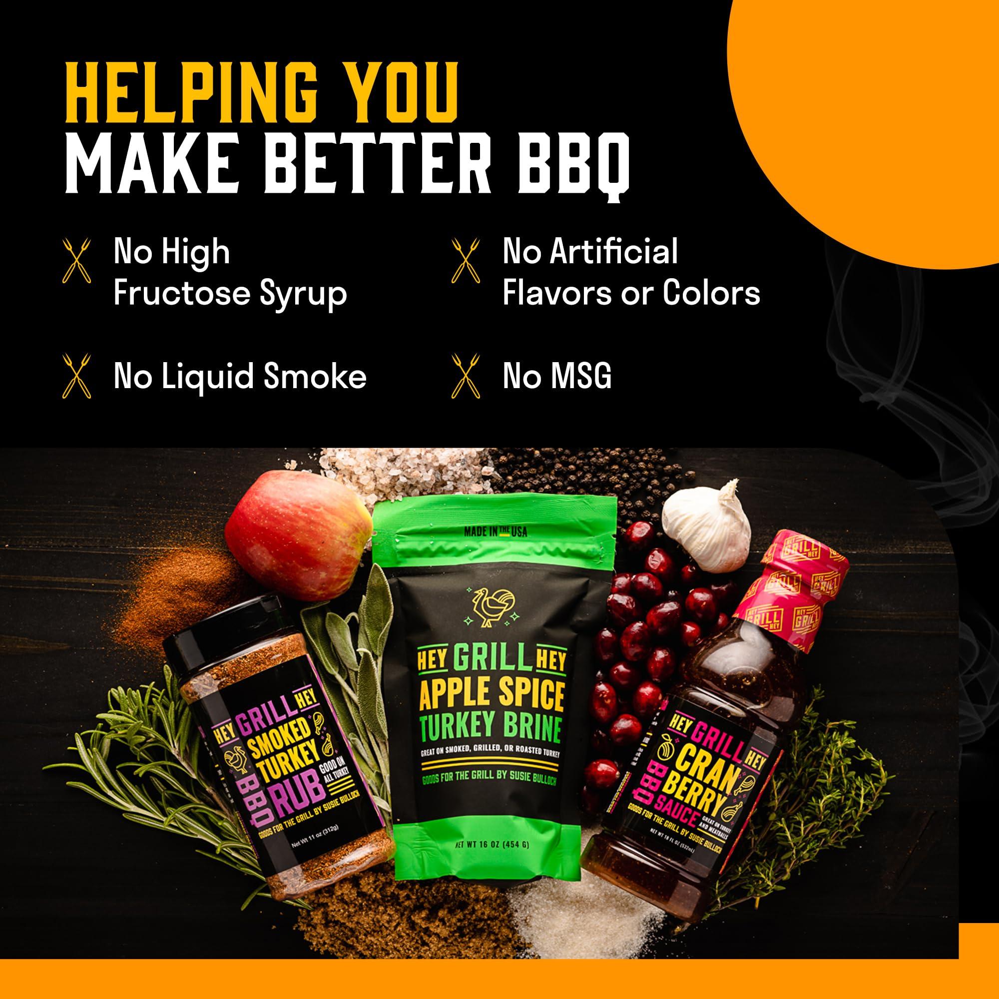 Hey Grill Hey Hey Grill Hey | Smoked Turkey Brine & Seasoning Kit | Includes APPLE SPICE TURKEY BRINE, SMOKED TURKEY RUB, and CRANBERRY BBQ GLAZE