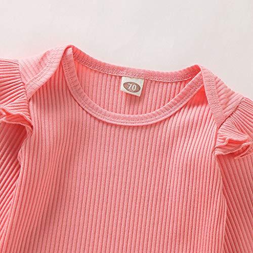 Tomppy Tomppy Newborn Baby Girls Clothes Outfits Long Sleeve Romper Bodysuits + Floral Pants+ Bow Headband Set Infant Costume Suits Pink