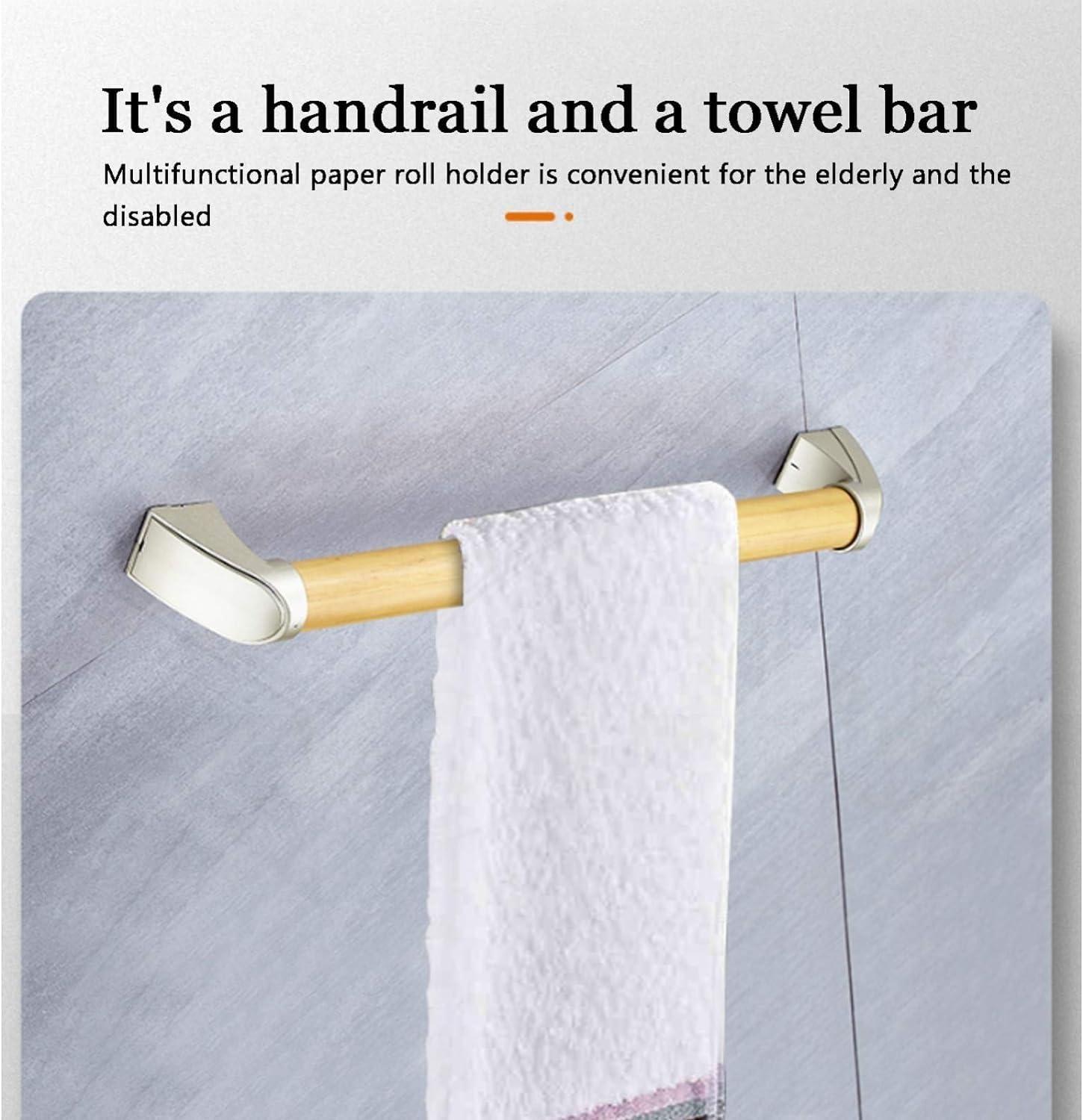 KarFri Safety Support Rails Wood Grab Rail for Shower for Elderly Wooden Grab Bars Handle Antislip Grab Rail Wall Mounting Towel Rail Bar (Color : Light Wood Color, Size : 40cm(15.7in))