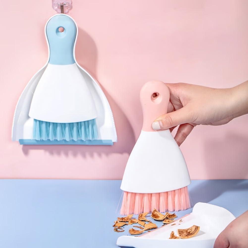 WDDBHSKN Dust pan Broom Brush Dustpan - Small Broom and Dustpan Set,Mini Broom and Dustpan,Small Dustpan and Brush Set for Home Cleaning, Sofa, Desk, Guinea Pig Cage, Cat Litter etc.Pink