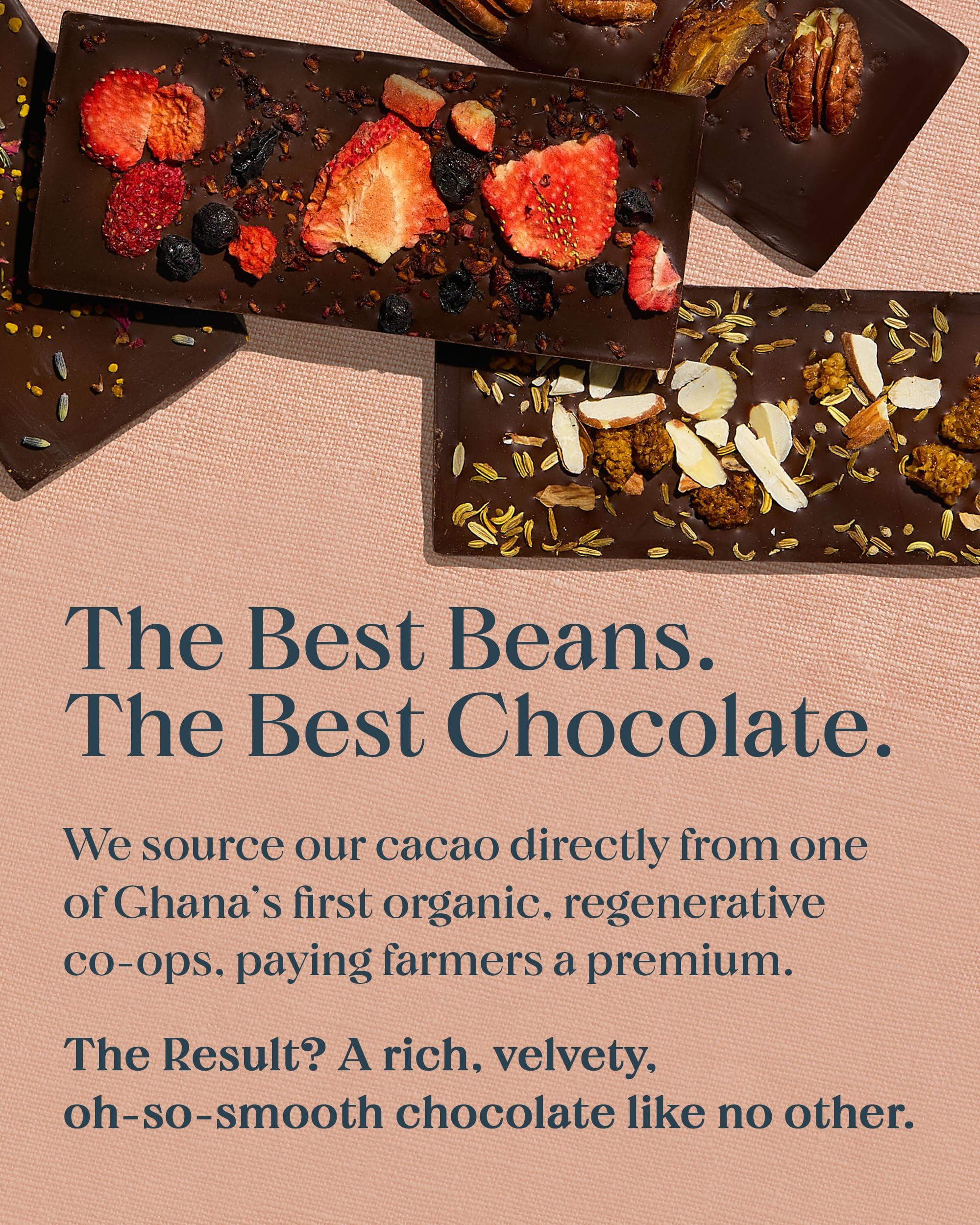 Spring & Mulberry Spring & Mulberry Dark Chocolate Bars Healthy Dark Chocolate, Date-Sweetened, Perfect for Valentines Day Gift Giving - Mixed Berry 3 Pack