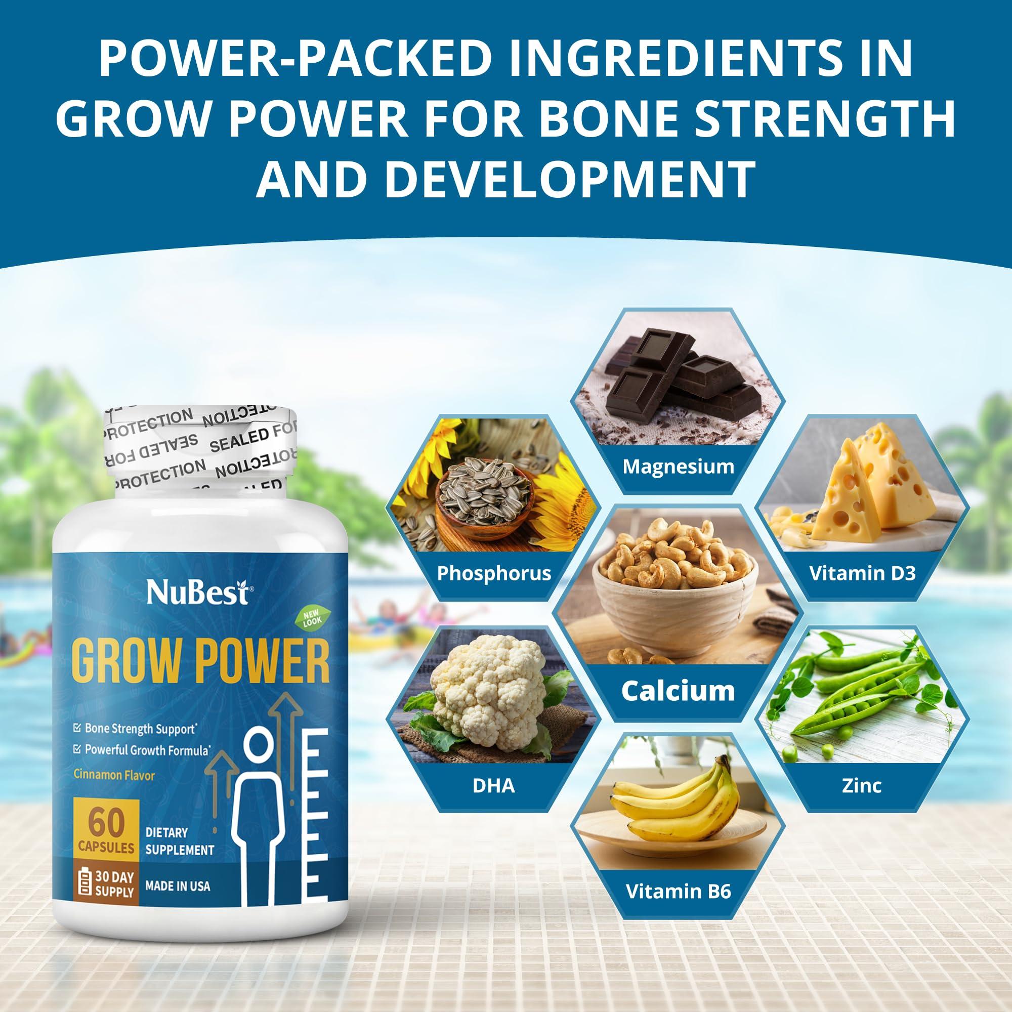 NuBest NuBest Grow Power Height Growth - Powerful Height Supplement for Age 10+ & Teens - Supports Height Growth, Grow Taller with Calcium, Vitamin D3, Phosphorus, Magnesium, Zinc & More - 6 Pack