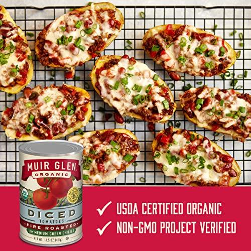 General Mills Muir Glen Organic Diced Fire Roasted Canned Tomatoes, with Medium Green Chilies, 14.5 oz.
