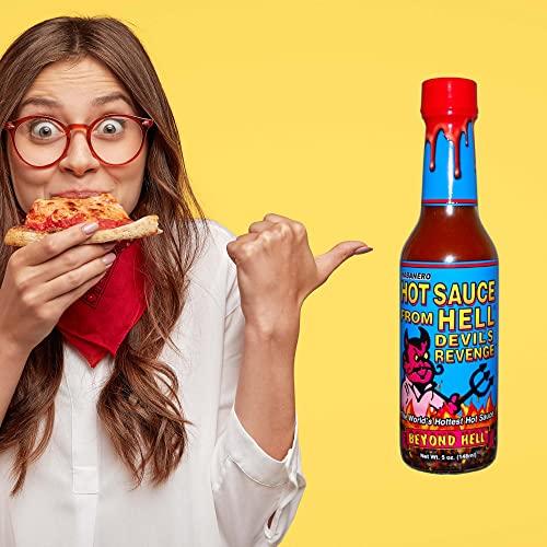 ASS KICKIN' Hot Sauce From Hell Devil's Revenge - 5 Ounce - Gourmet Habanero Hot Sauce with Capsicum Extract for Chicken Wings - Perfect for the Fan of Extra Hot Hot Sauces - Dance with the Devil!