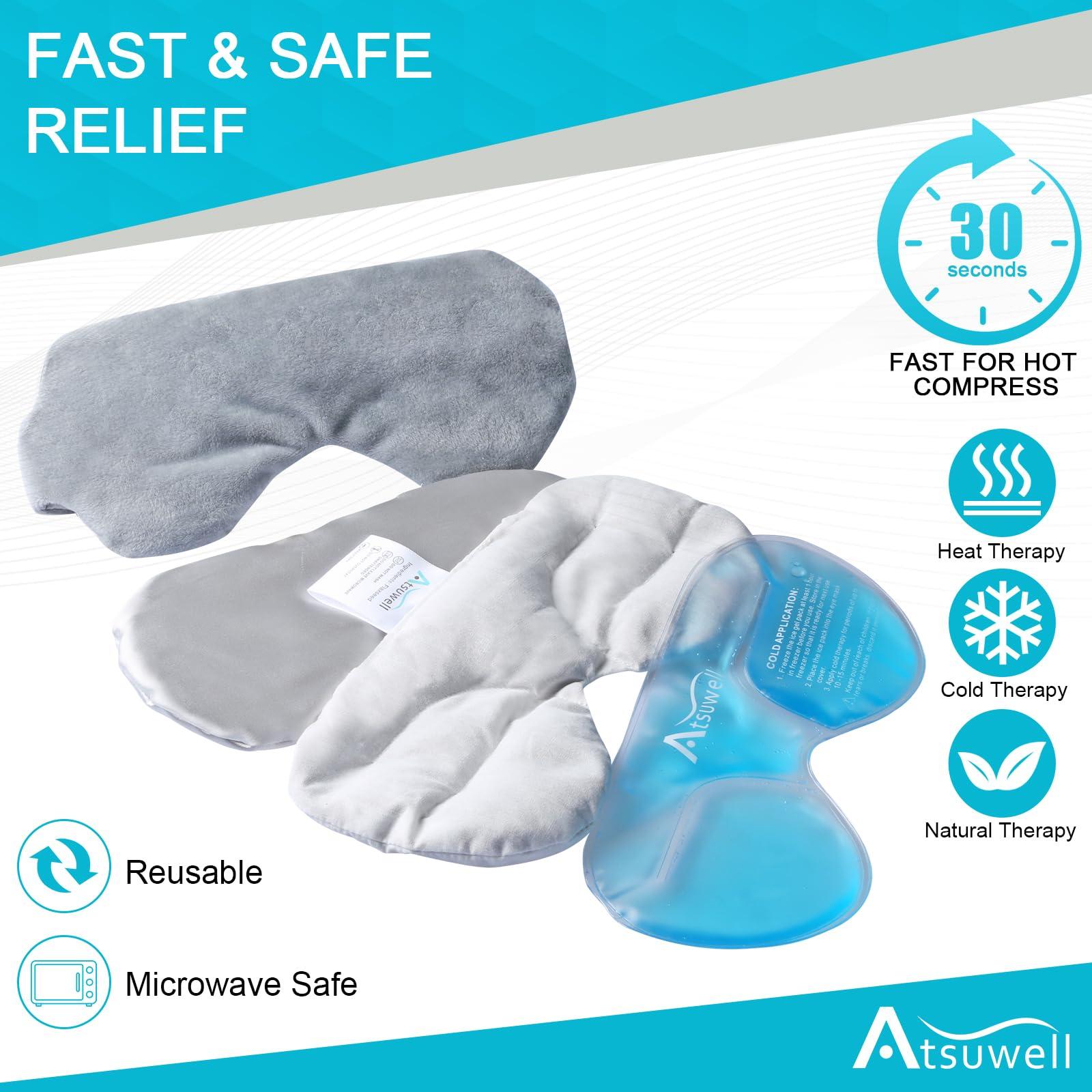 Atsuwell Atsuwell Cooling Heated Eye Mask for Dry Eyes, Microwave Warm Eye Compress for Relaxation, Sinus Pressure, Multipurpose Eye Bag with Flaxseed, Cold Gel Pad and Silky Cotton Insert