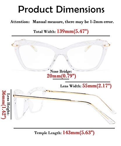 FEISEDY FEISEDY Crystal Cat Eye Reading Glasses Blue Light Blocking Reader Anti Eyestrain Glasses B2596 Clear 1.25x