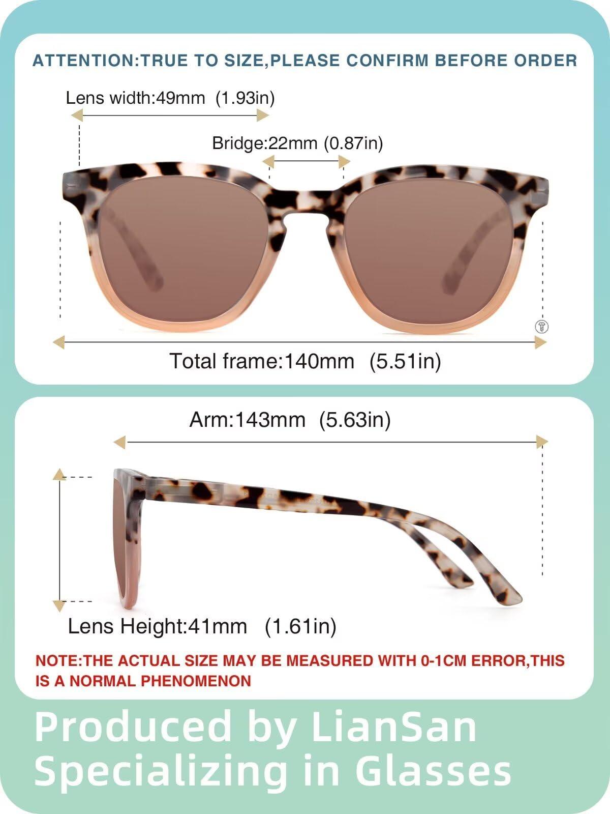 LianSan LianSan Womens Bifocal Reading Sunglasses Retro UV Protection Sun Readers With Spring Hinge Ladies Outdoors Readers,12031 S-TTPK 1.75