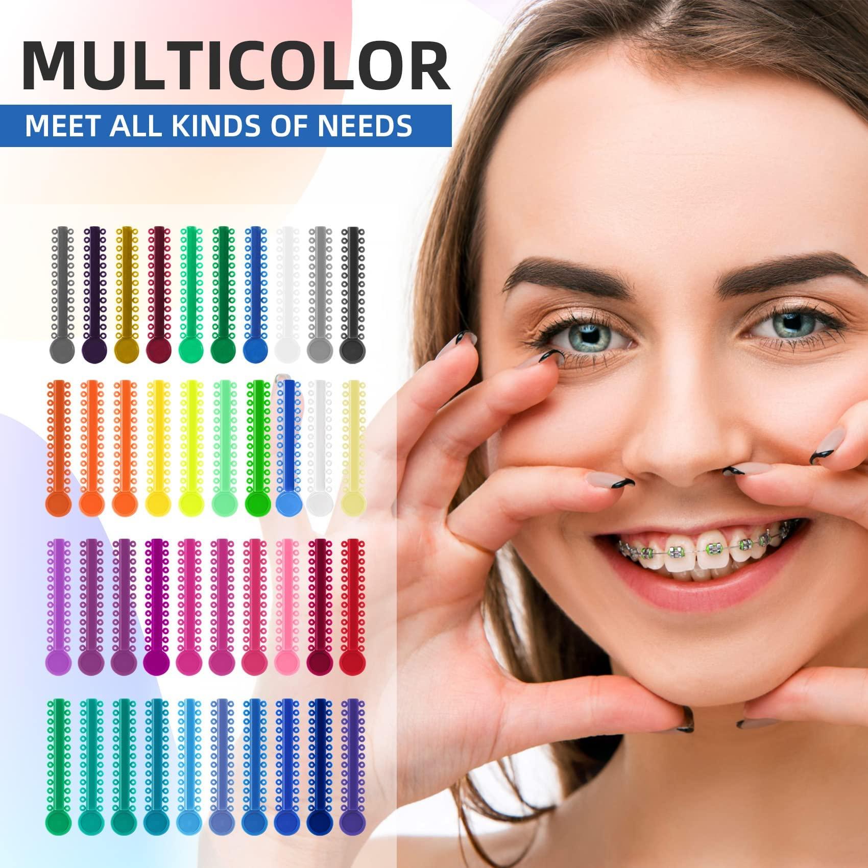 PROTECTOR Dental Orthodontic Ligature Ties Braces 1040 Pcs, Ortho Braces Color Bands Ligature Ties Elastomeric O-Rings for Braces (Multi color)