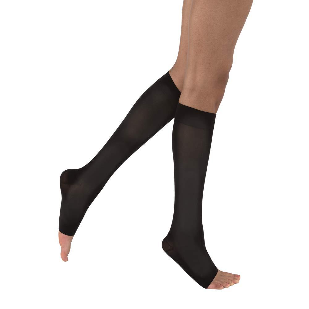 JOBST JOBST Opaque Knee High with SoftFit Technology Band, 30-40 mmHg Compression Stockings, Open Toe, X-Large Full Calf, Classic Black