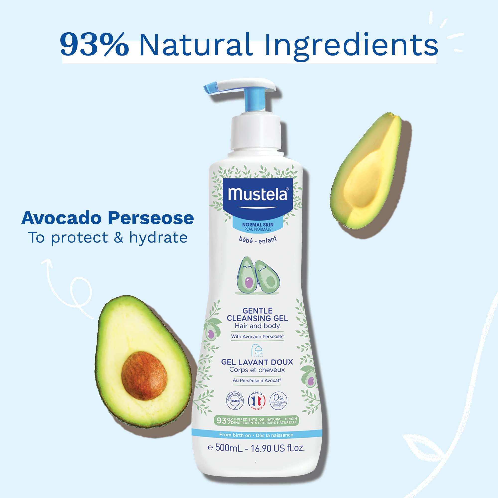 Mustela Mustela Baby Gentle Cleansing Gel - Baby Hair & Body Wash - with Natural Avocado fortified with Vitamin B5 - Biodegradable Formula & Tear-Free  16.90 Fl Oz (Pack of 2)