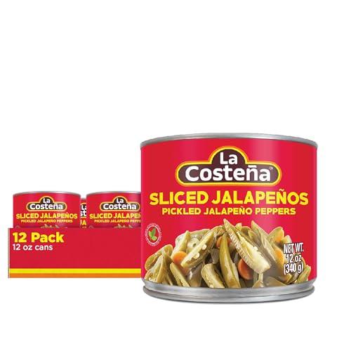 La Costeña La Costeña Sliced Jalapeño Peppers | Pickled Green Hot Jalapeños | 12 Ounce Can (Pack of 12)