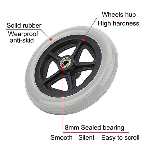 HBCH HBCH Universal Caster A Pair of Manual Wheelchair Front Wheel 6 Inch 7 Inch 8 Inch Solid Walker Replacement Wheels Front Small Tire - Front Wheelchair Caster with Bearing - Anti-Slip