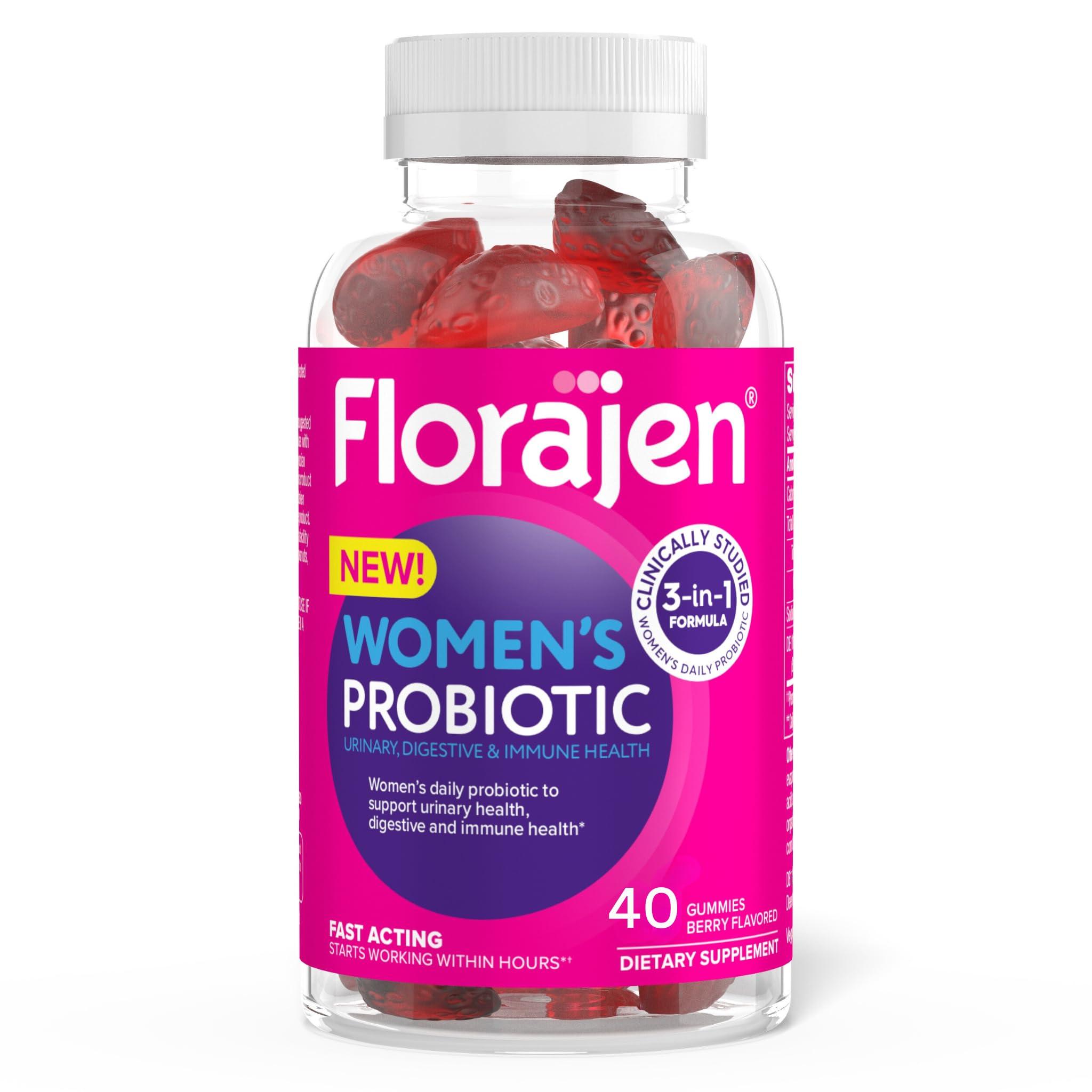 Florajen Florajen Women\'s Probiotic, Daily Gummies for Urinary Health, Immune Support, and Digestive Supplement, 40 Gummies