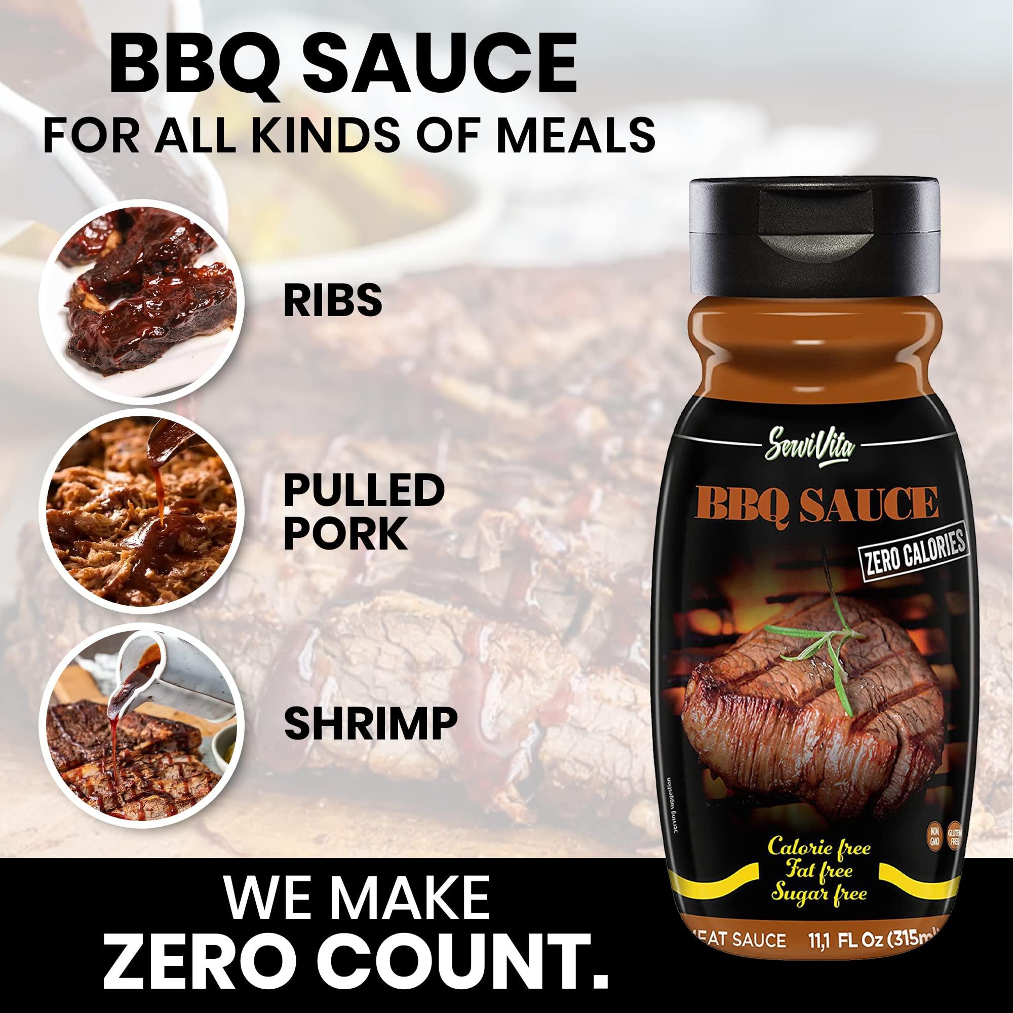 ServiVita Sugar Free BBQ Sauce - Sugar Free barbecue sauce - Zero Calories and Fat Free, 11.1 FL OZ - No Sugar BBQ Sauce - Gluten Free, Low Sodium, Low Carb - ServiVita