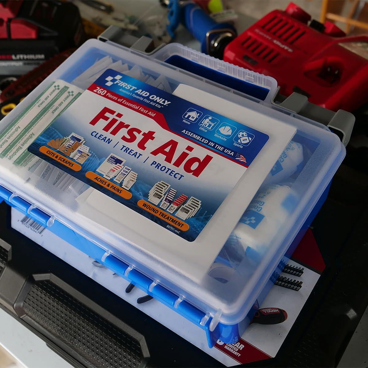First Aid Only First Aid Only 91248 OSHA-Compliant First Aid Kit, All-Purpose 50-Person Emergency First Aid Kit for Business, Worksite, Home, and Car, 260 Pieces