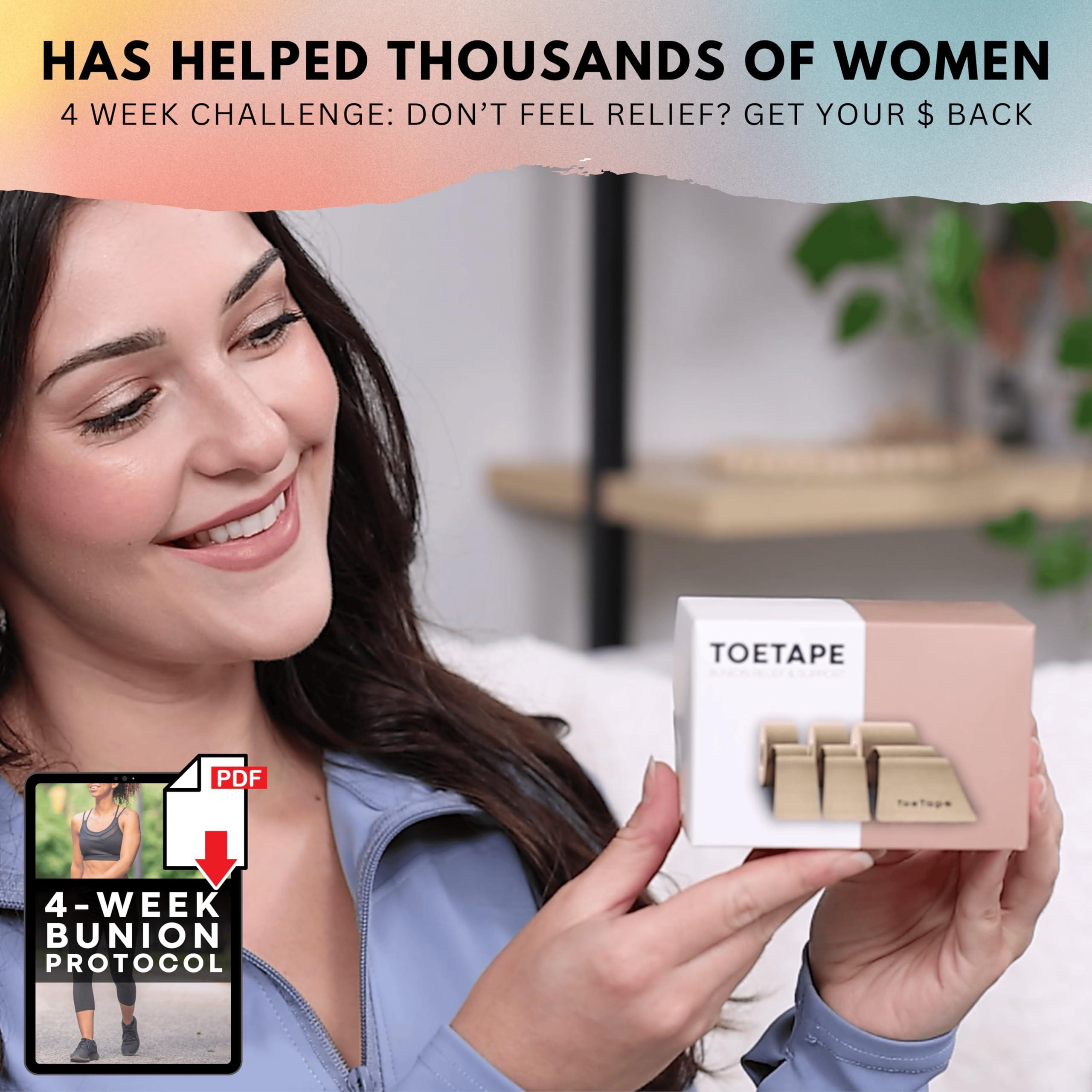 ToeTape Bunion Correction & Pain Relief Tape | 40 Count | Precut Kinesiology Tape for Bunions, Big Toe Sprains, Pain Relief and Support | Hypoallergenic and Sweatproof (Nude)