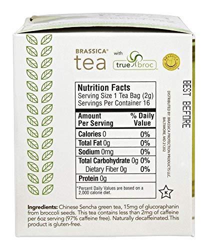 Brassica Tea Brassica Tea Decaf Sencha Green Tea with truebroc, 16 Tea Bags
