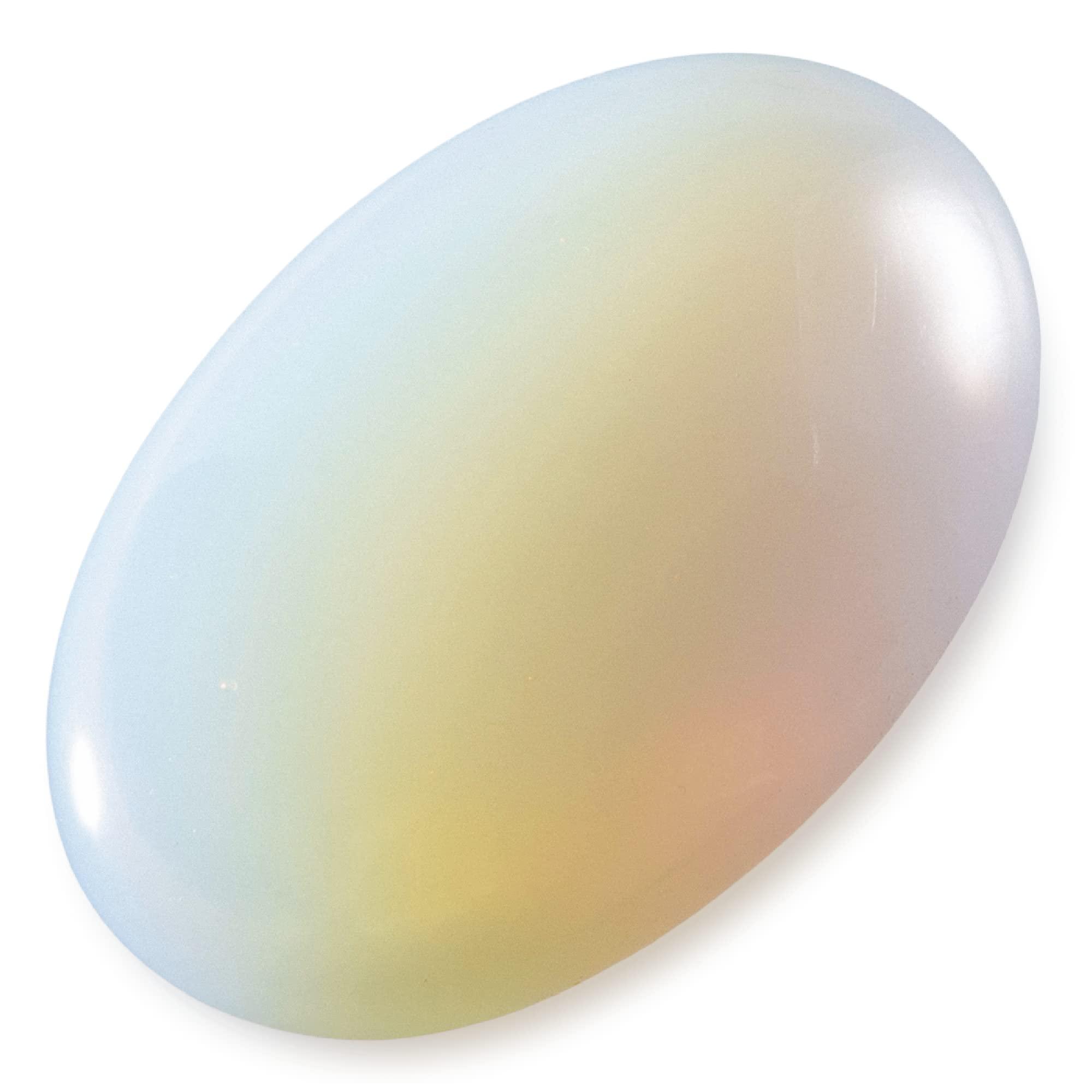 KALIFANO KALIFANO Opalite Palm Stone with Healing & Calming Effects - High Energy Moonstone with Information Card - Reiki Worry Crystal Used for Soothing Energy (Family Owned and Operated)