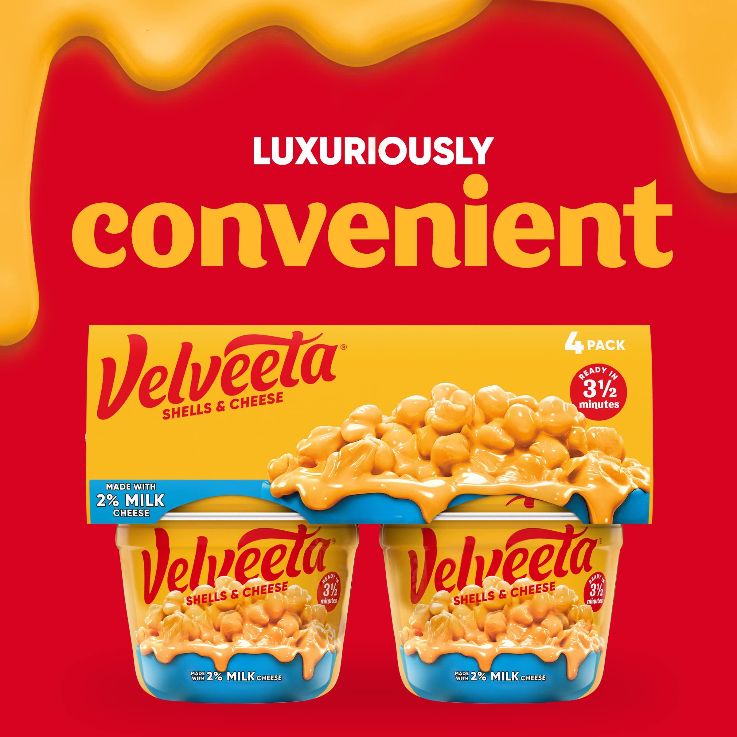 Velveeta Velveeta Shells & Cheese Microwaveable Shell Pasta with 2% Milk Cheese, 4 ct Pack, 2.19 oz Cups