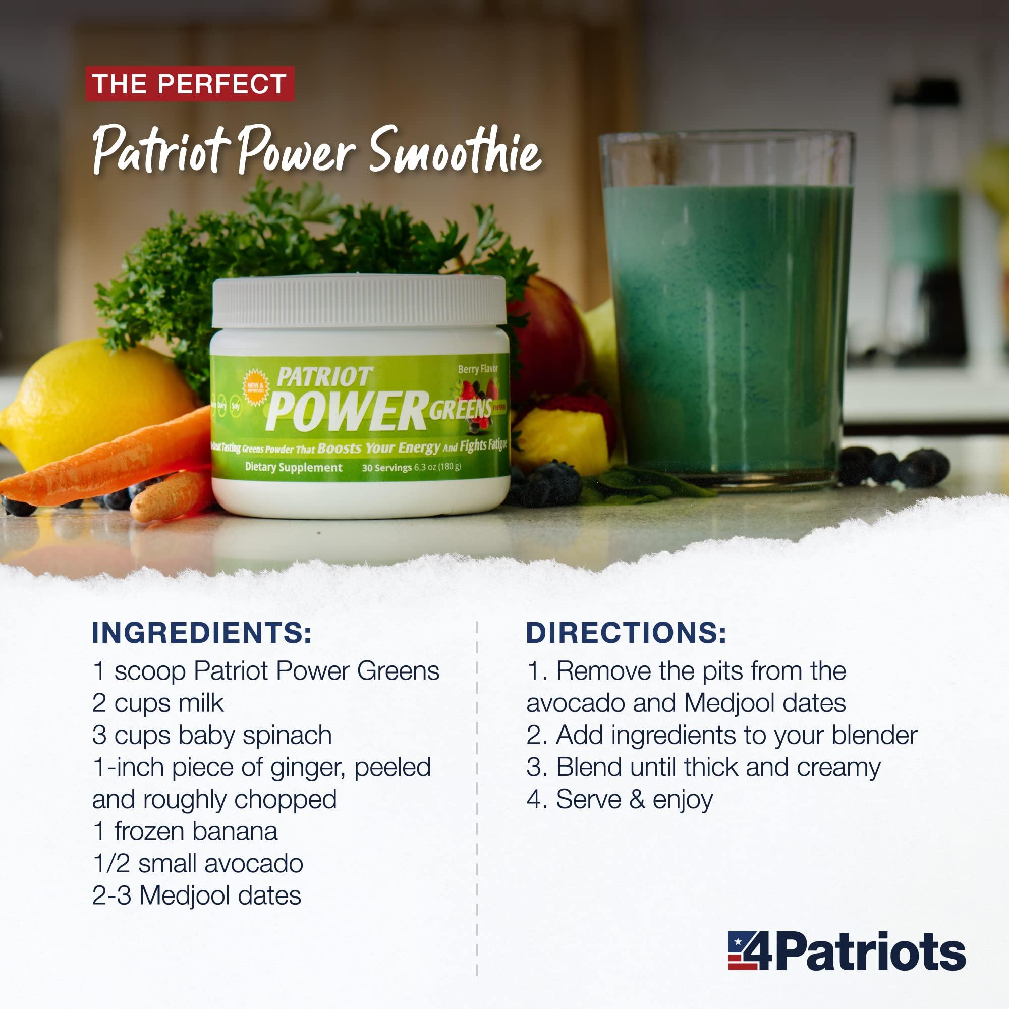 PATRIOT HEALTH ALLIANCE Patriot Power Greens: 40+ Fruits & Vegetables, Organic Superfood Dietary Supplement, 60 Servings