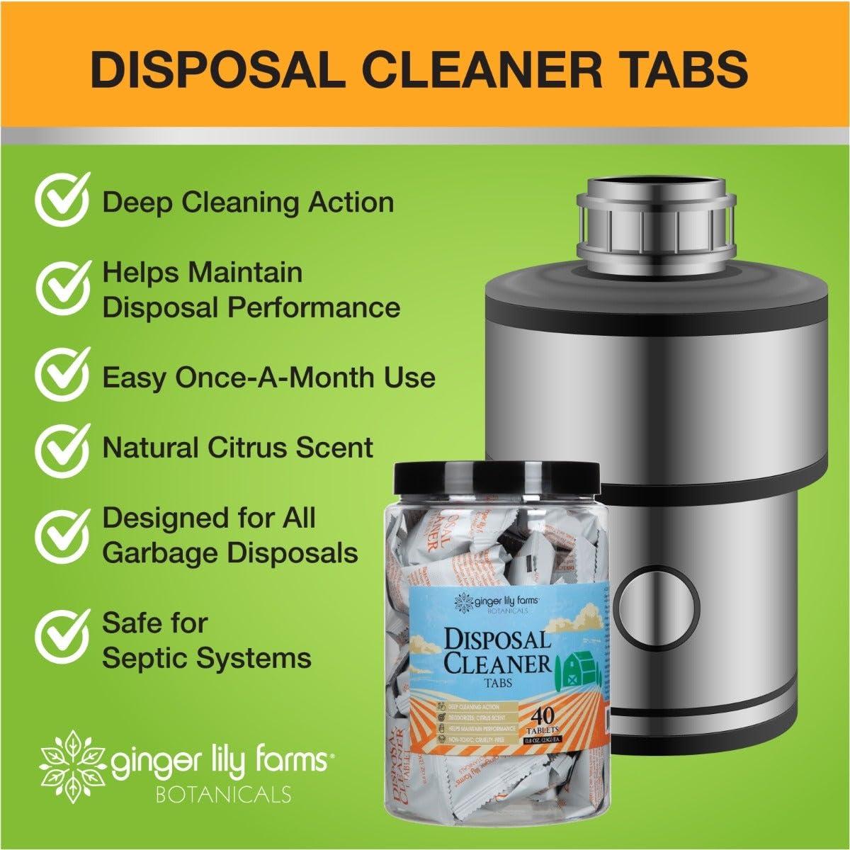 Ginger Lily Farms Ginger Lily Farms Botanicals Garbage Disposal Cleaner Tabs, Deep Cleaning Tablets for Sink Disposals, Removes Odor-Causing Residues, Citrus Scent, 40-Count