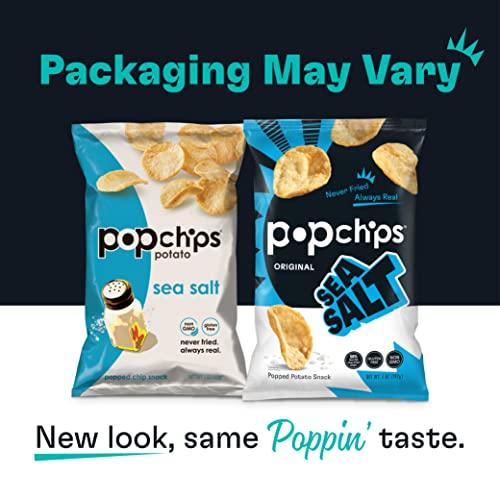 Popchips Popchips Potato Chips, Sea Salt, 4ct 5.0oz Share Bags, Low-Calorie and Gluten Free, Salty Snacks for Adults and Children, Non-GMO, Vegan & Kosher Friendly, 130 Calories Per Serving