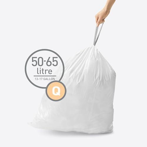 simplehuman simplehuman Code Q 200 Count, Genuine Custom Fit Liners, Drawstring Trash Bags in Dispenser Packs, 50-65 Liter / 13-17 Gallon, White
