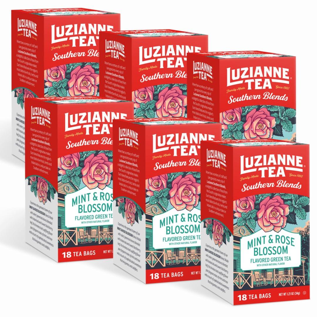 Luzianne Luzianne Southern Blends Mint & Rose Flavored Herbal Tea Bags, 18ct Box (Pack of 6)