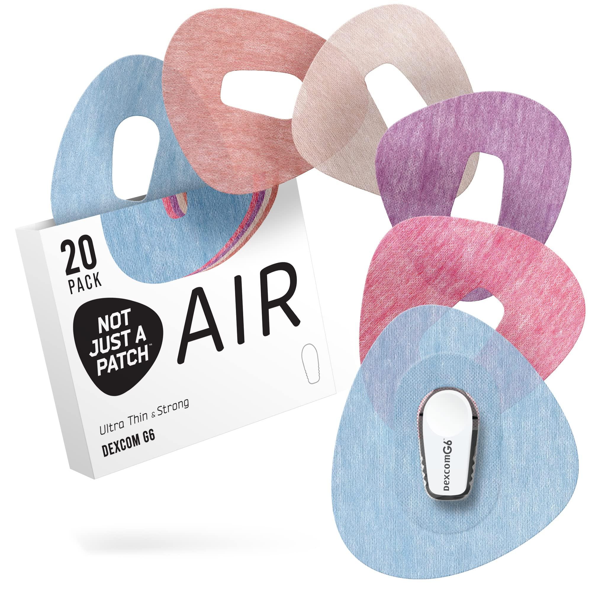 NOT JUST A PATCH Not Just A Patch Air (20 Pack) - CGM Dexcom G6 Adhesive Patches with Hole -Thin, Strong and Light, 14 Day Adhesion, Durable Skin Grip Dexcom Patches G6 Sensor Protectors in Multicolor