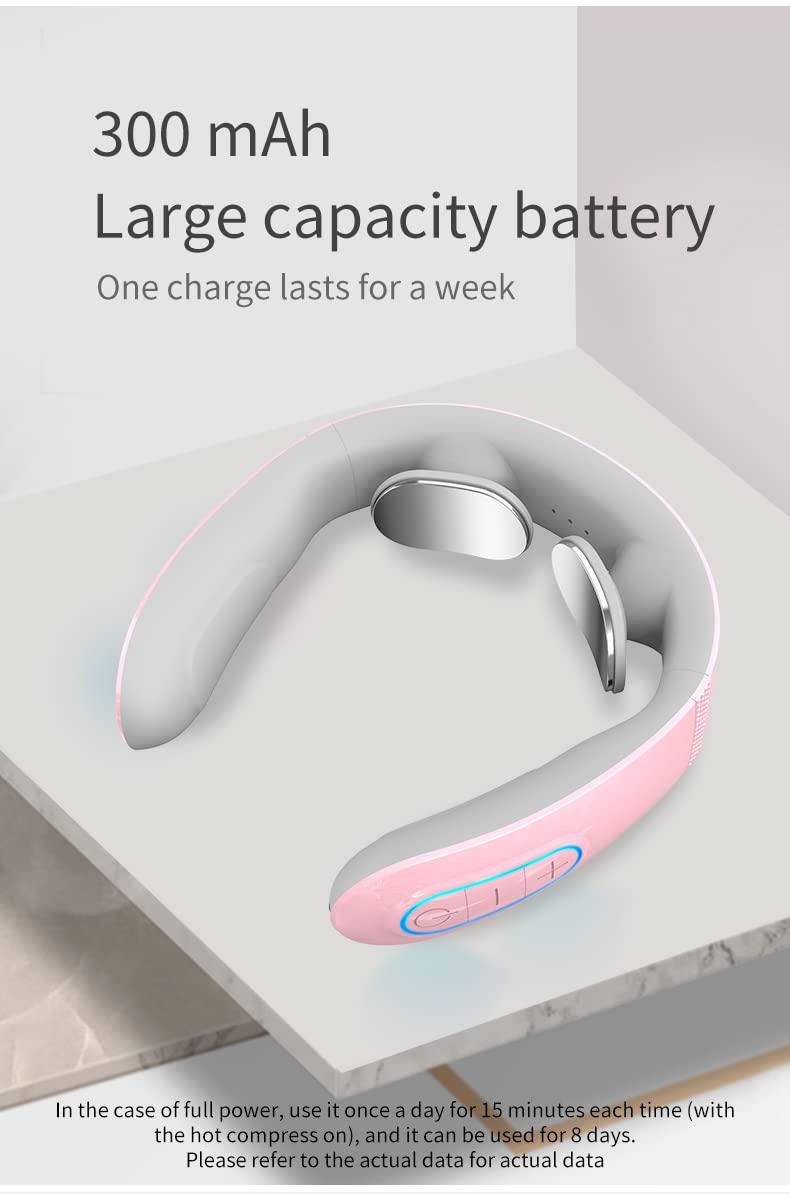 Shengshili Constant Temperature Hot Neck Massager Ultra-Light Smart Shoulder Neck Massager Vibration Massage Massager Small Design Family Travel Giving Woman Man Parent (Pink)