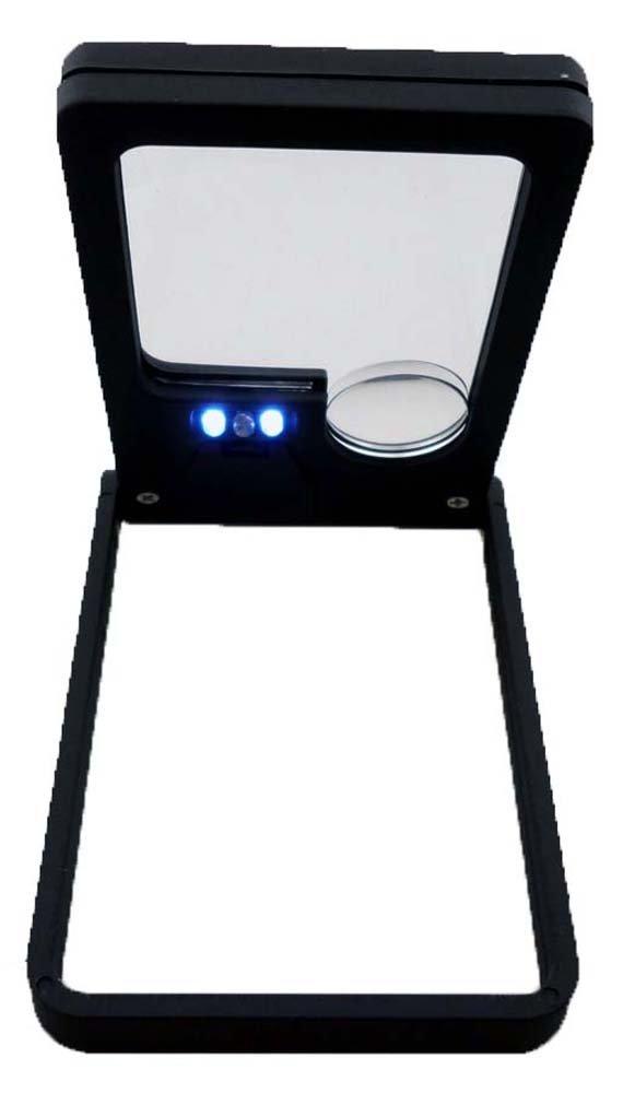 HAWK IMPORTERS, INC MAXIMIZE 1.75\" Square Lens Magnifier | LED & UV Light | Tiltable Frame | Dual 3X & 10x Power | Compact & Portable
