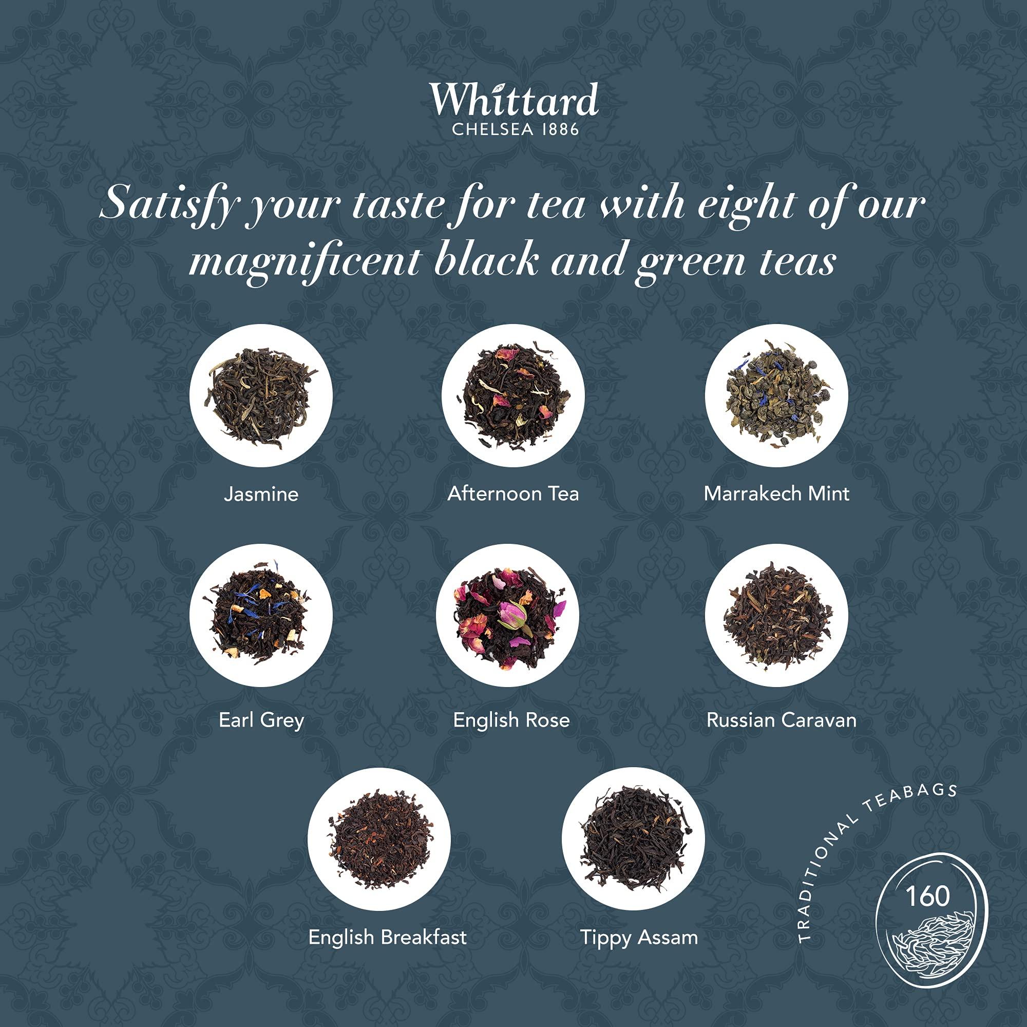 Whittard Whittard of Chelsea - The Tea Discovery Collection - Gift Box Includes 5 Black Teas 2 Green Tea & 1 Oolong Tea (8 Tea Boxes, 160 Teabags, 1 Set)