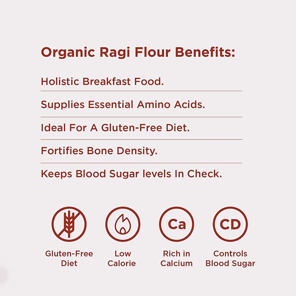 Pure & Sure Pure & Sure Organic Ragi Flour | Organic Gluten Free Flour | Vegan Flour, Non-GMO, No Preservative, No Trans Fats | 1kg