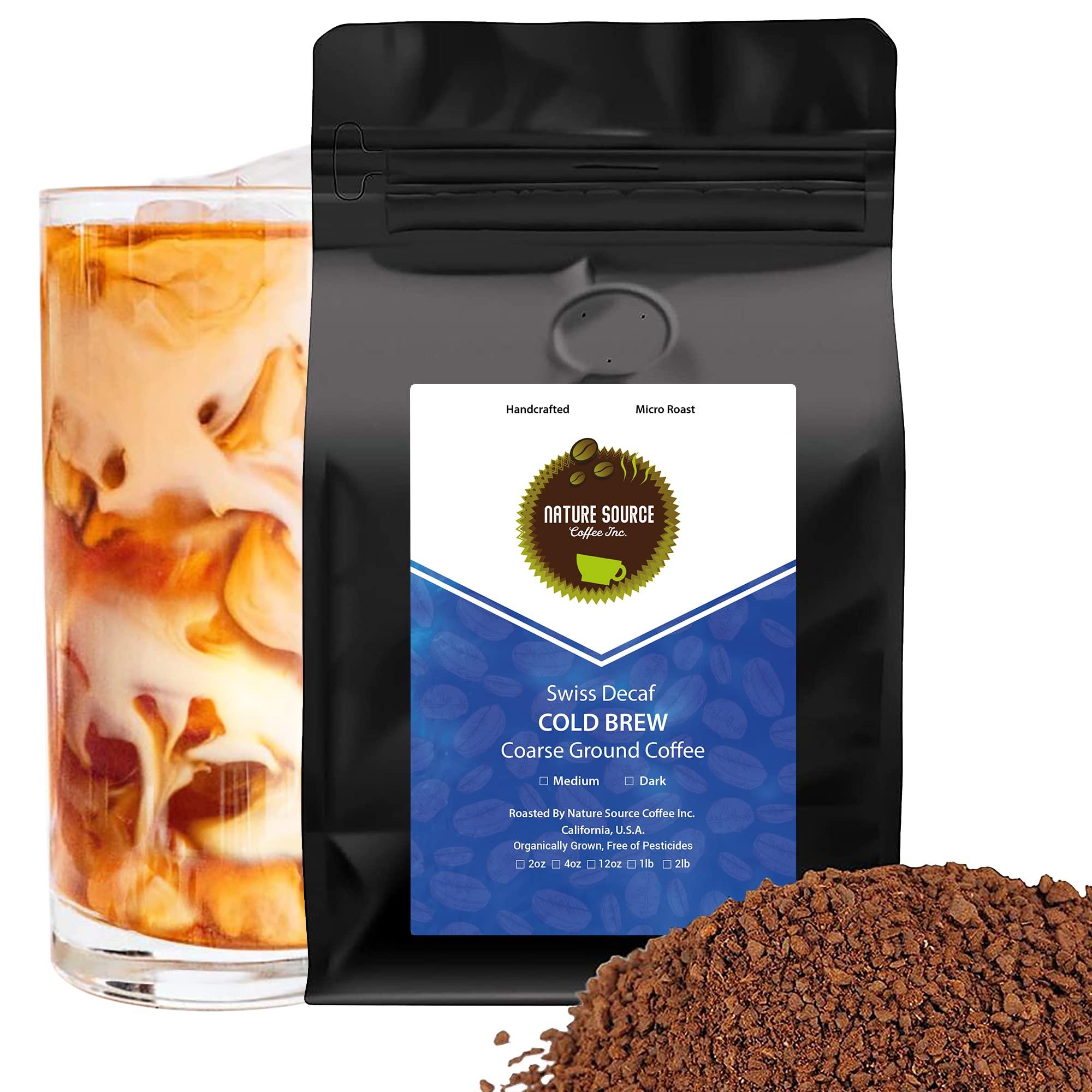 Nature Source Coffee Swiss Decaf Cold Brew | Single Origin Coffee | Organic | Coarse Ground (Swiss Decaf, 12oz 1-Pack)