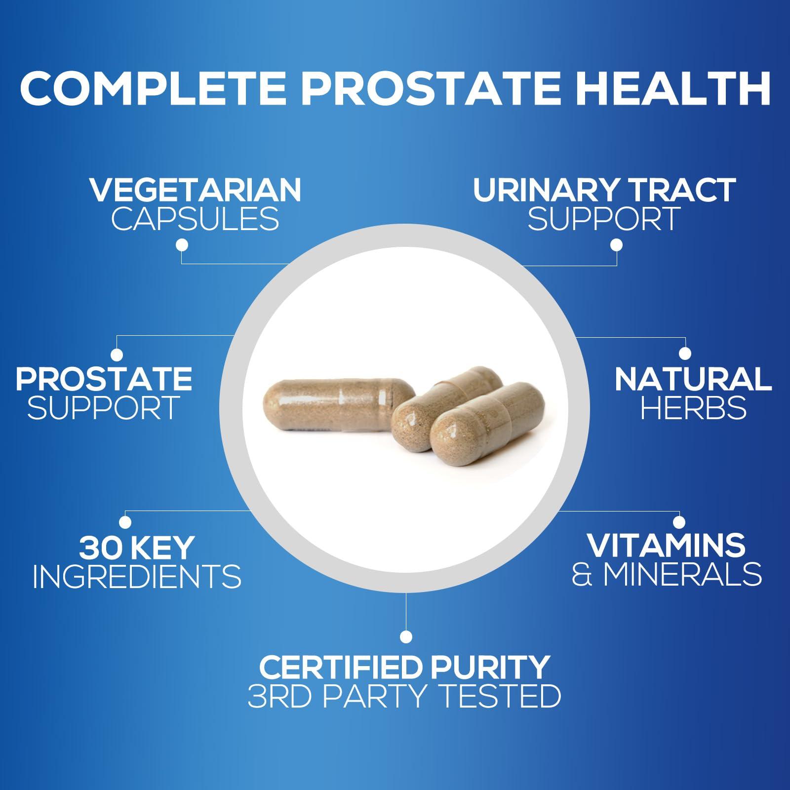 Nature\'s Nutrition Prostate Men Supplement - Support Complex Formula with Saw Palmetto, Beta Sitosterol, Stinging Nettle, Pygeum, Pumpkin Seed, Zinc, Vitamin B6 E - Supports Prostate & Urinary Health - 120 Capsules